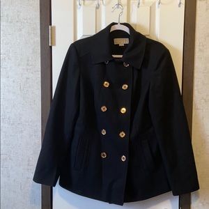Michael Kors Black Peacoat With Gold Buttons